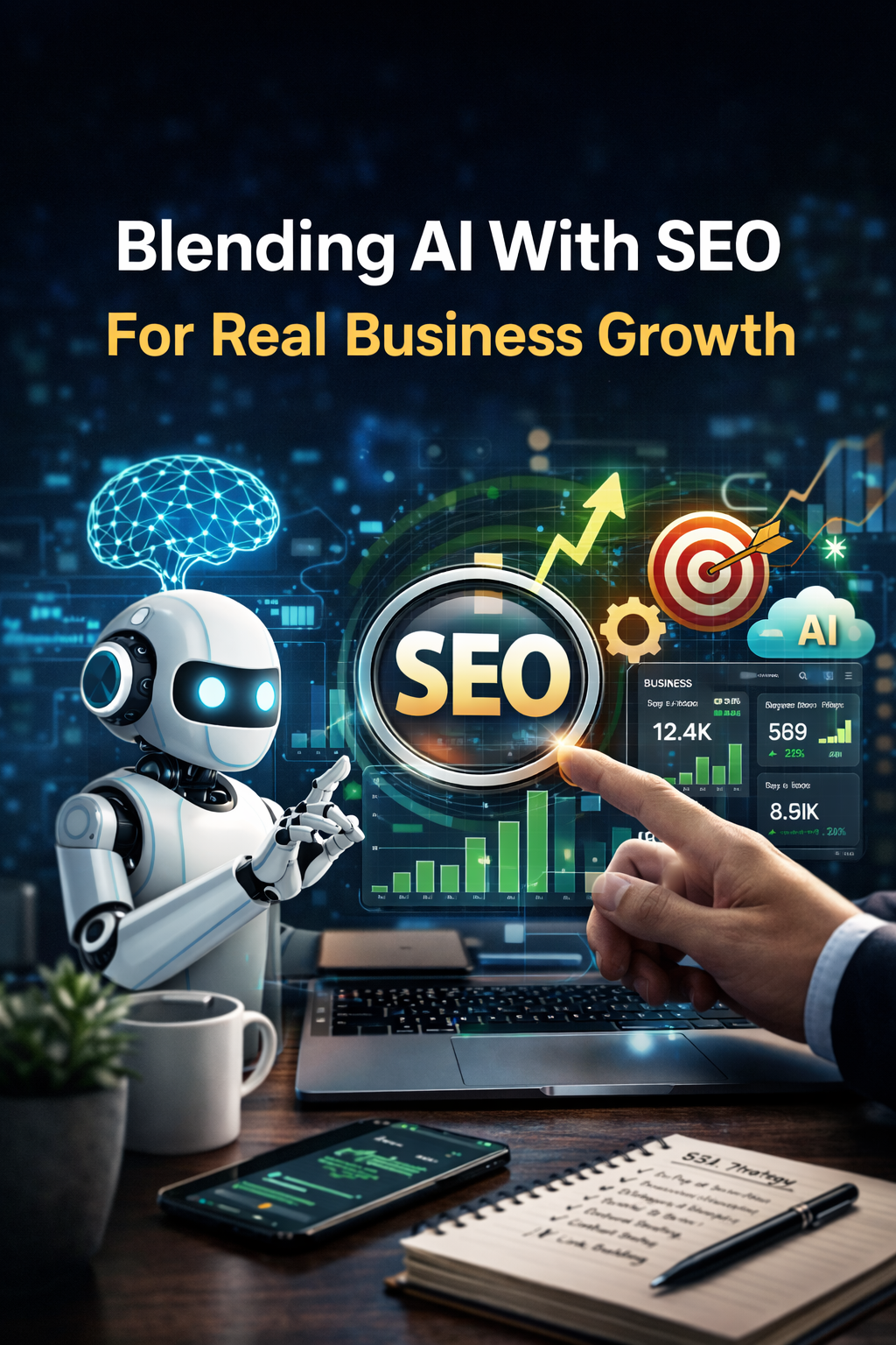 Team blending AI and SEO strategy